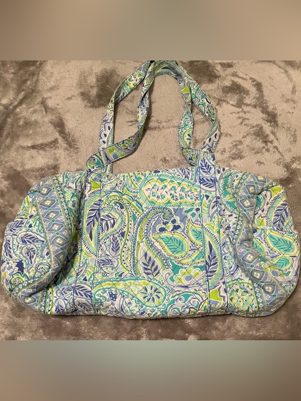 Large 18" Women’s Quilted Paisley Cotton Travel Tote Weekender Bag